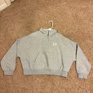 Under Armour Heather Gray Cropped Zip-Up Hoodie